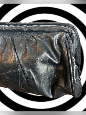 Vintage SARNE Black Women's Clutch Bag Distressed Classic Wristlet Purse
